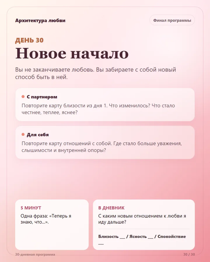 Карточка дня 30: Новое начало